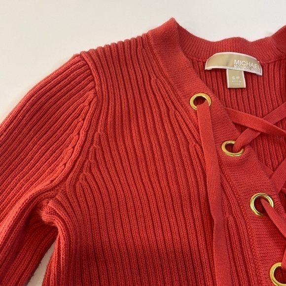 EUC MICHAEL KORS Ribbed Knit 3/4 Sleeve Sweater Coral - Picture 2 of 12